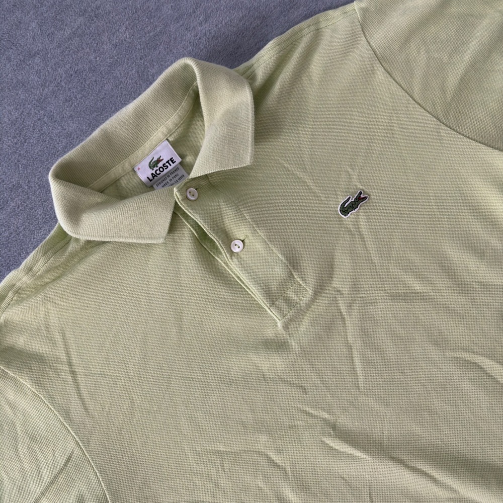 Lacoste Mens Classic Pique Polo Shirt Lime Green Size 5 L Short Sleeve 5191L